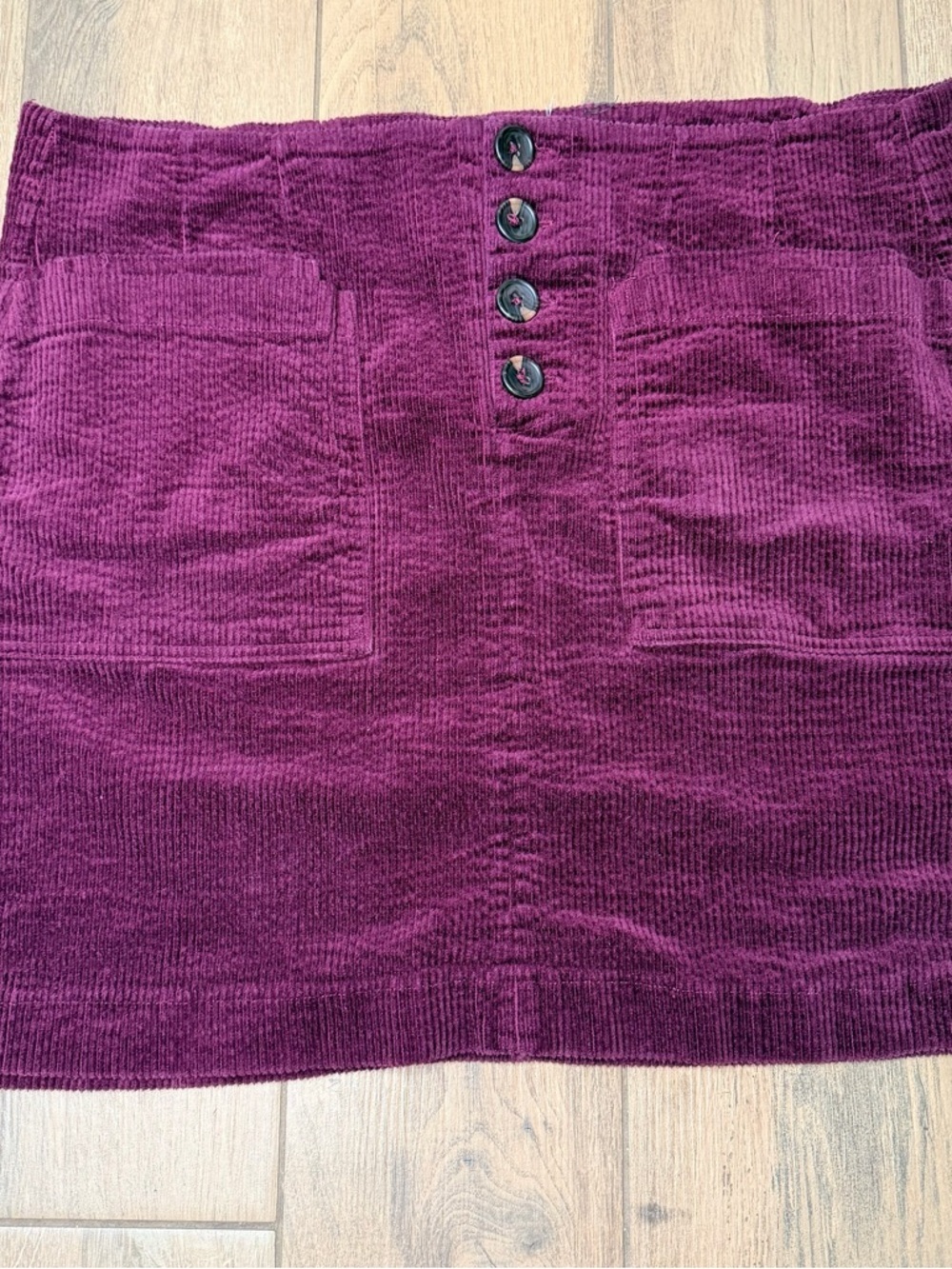 Altar’d State A Beautiful Soul Burgundy Corduroy Button Front Mini Skirt